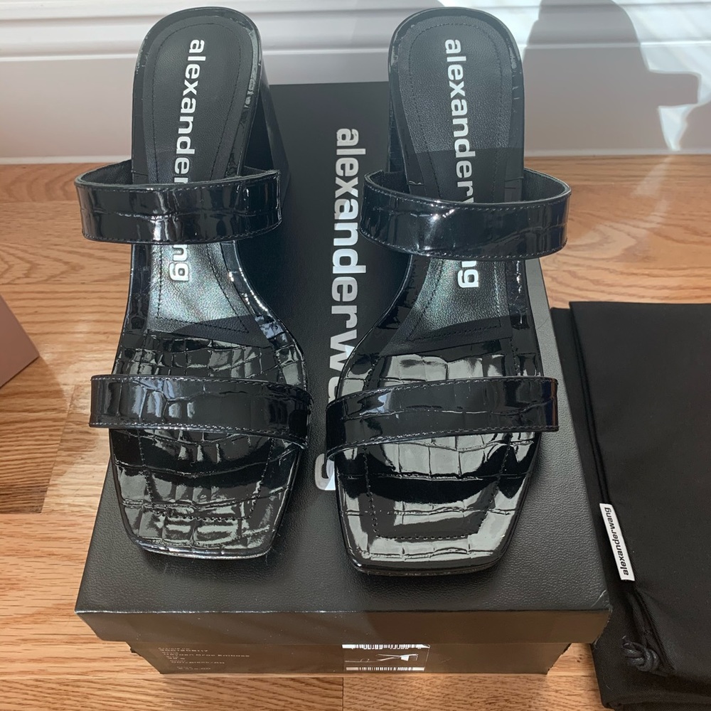 Alexander wang harden croc slide sandals